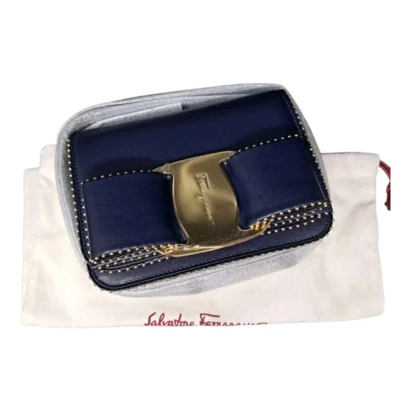Salvatore Ferragamo Mini Vara Bow Crossbody Bag - Navy Blue - NWT - Picture 12 of 12
